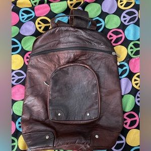 Brown leather backpack